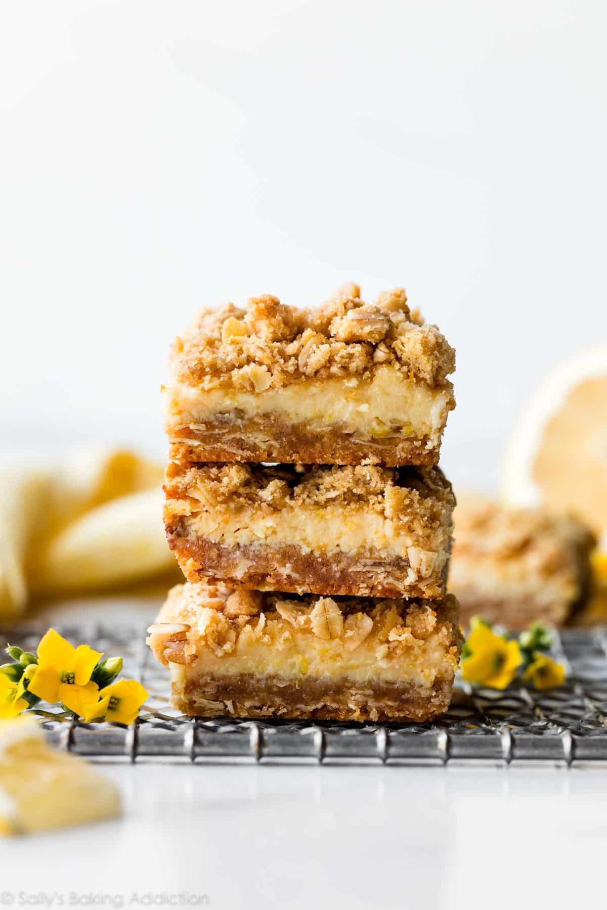 stack of 3 lemon crumble bars