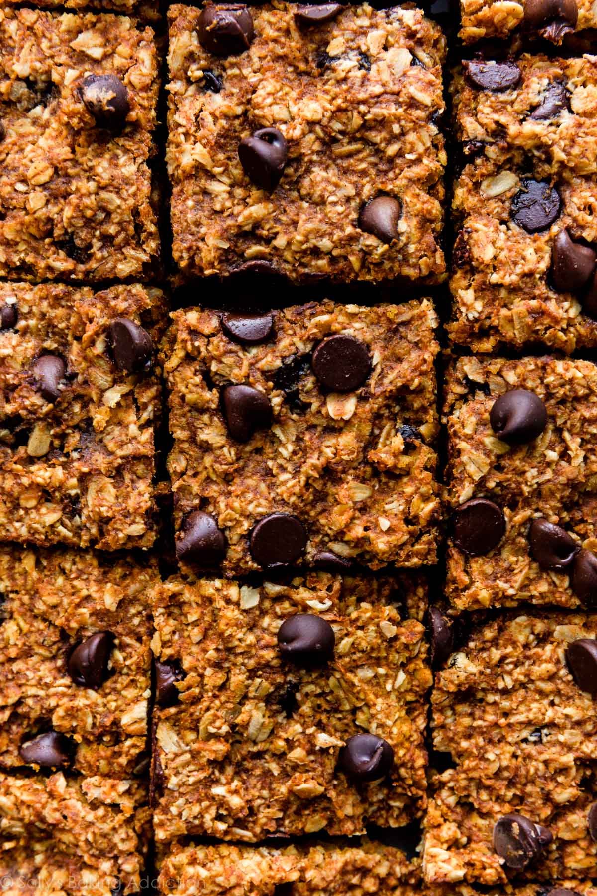 healthy pumpkin chocolate chip oatmeal bars