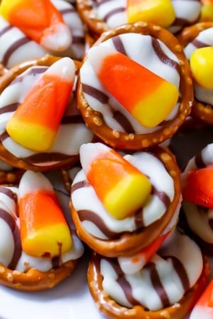 candy corn pretzel hugs