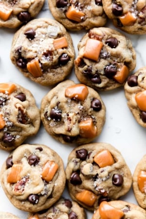 salted caramel pecan chocolate chip cookies