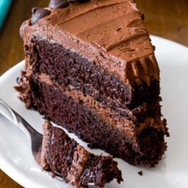 slice of chocolate cake on a plate