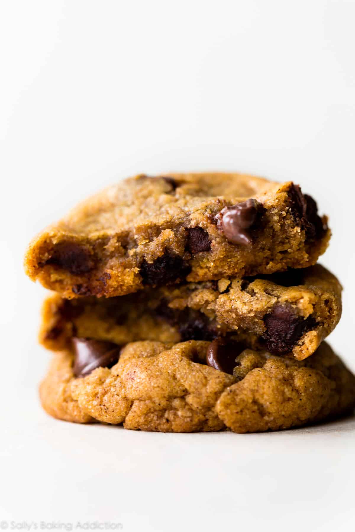 stack of pumpkin chocolate chip cookies