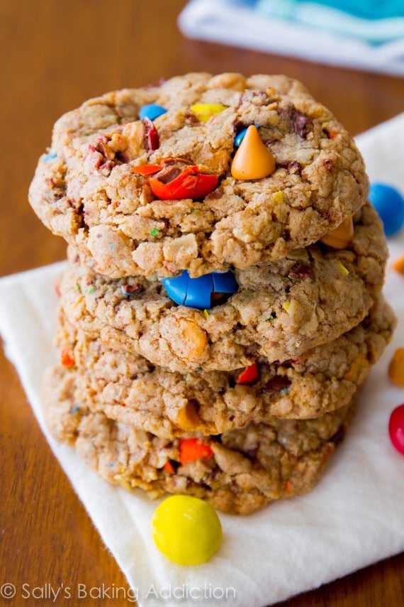 stack of loaded oatmeal cookies