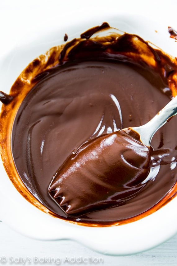 chocolate glaze in a white bowl