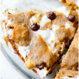 3 images of s'mores chocolate chip cookie cake