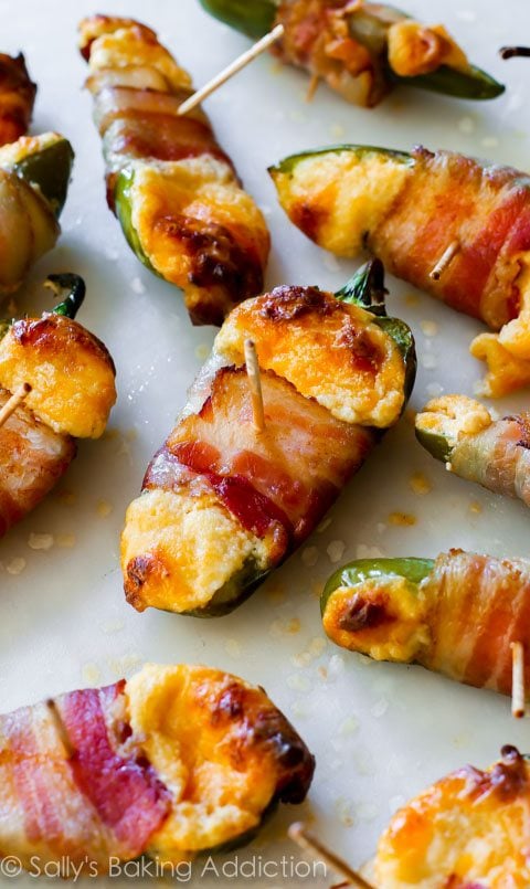 bacon wrapped cheesy stuffed jalapeños