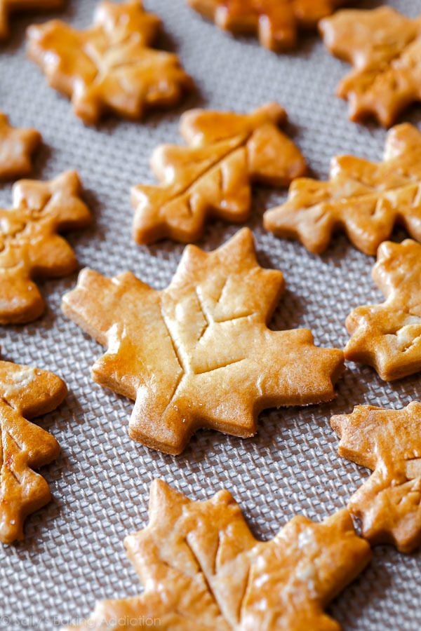 leaf pie crust designs on a baking sheet