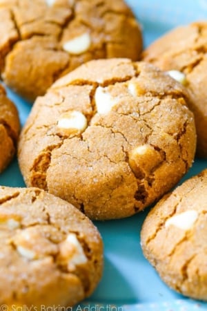 soft white chocolate chip molasses cookies