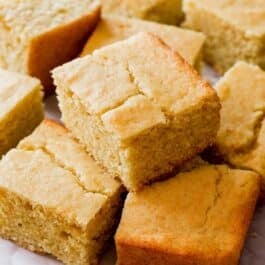 Cornbread cut into squares