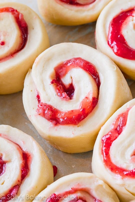 strawberry sweet rolls before baking