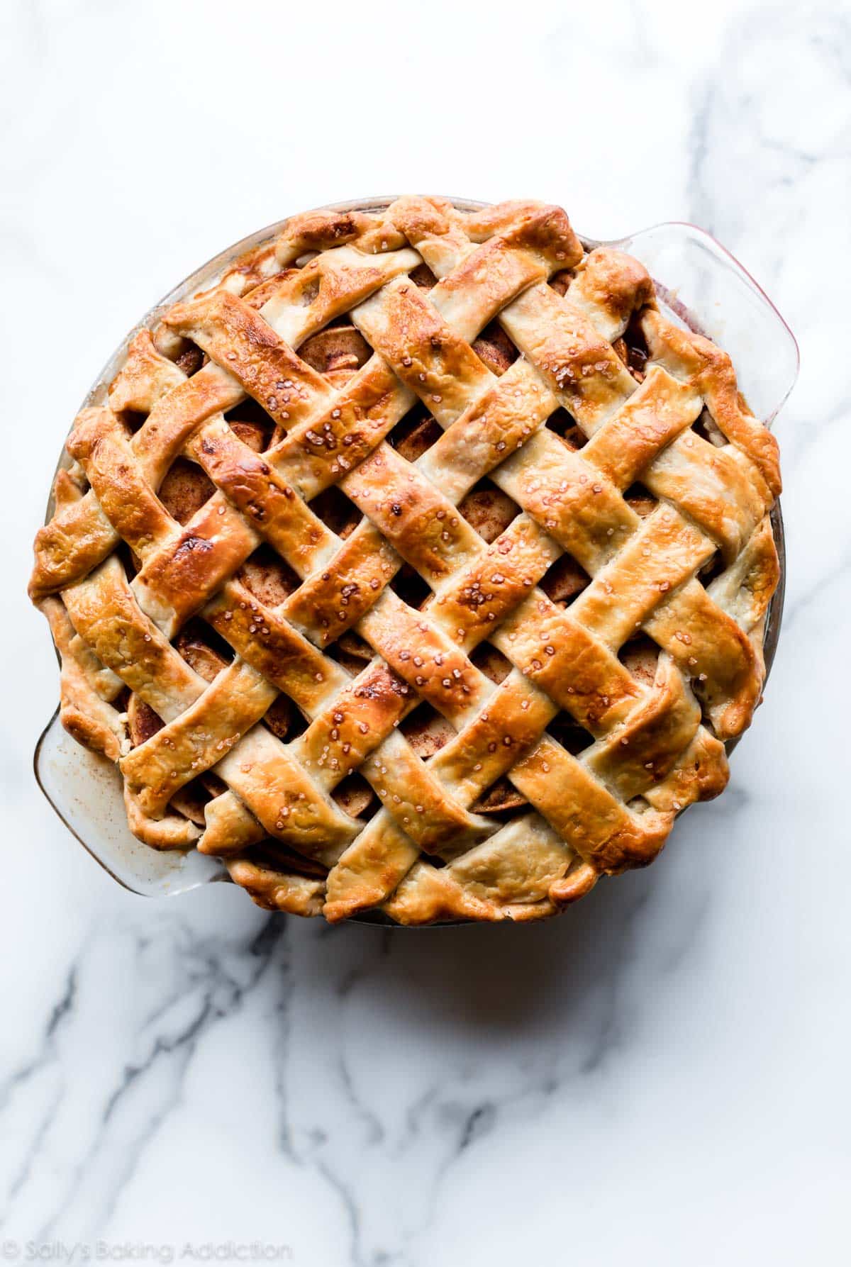 chai spice apple pie with a lattice pie crust