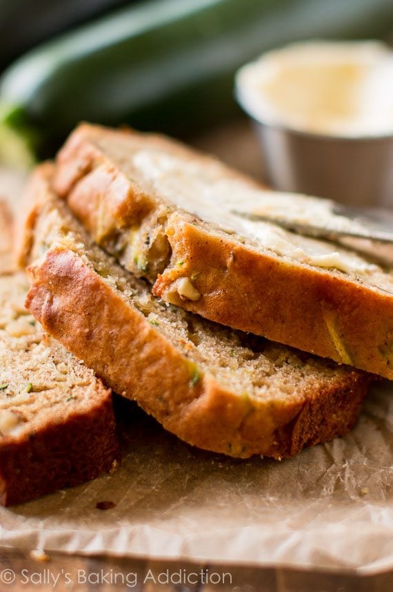 slices of Greek yogurt zucchini bread