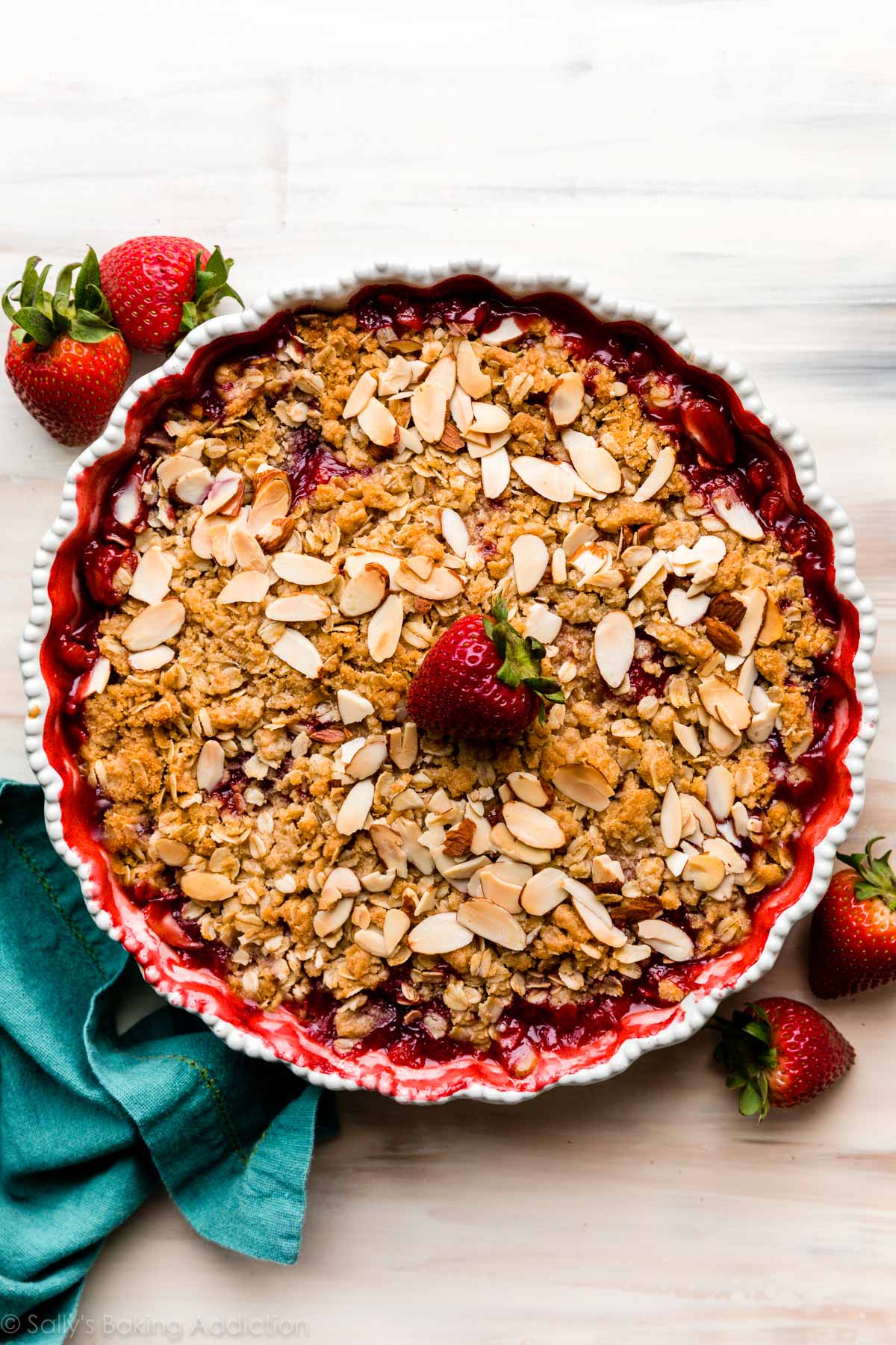 strawberry crisp with oat topping