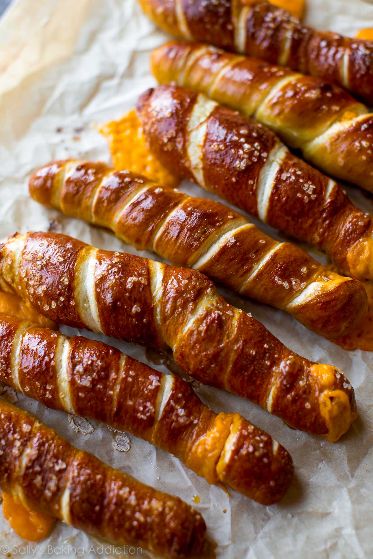 overhead image of cheesy pretzel twists