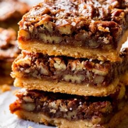 stack of brown butter pecan pie bars