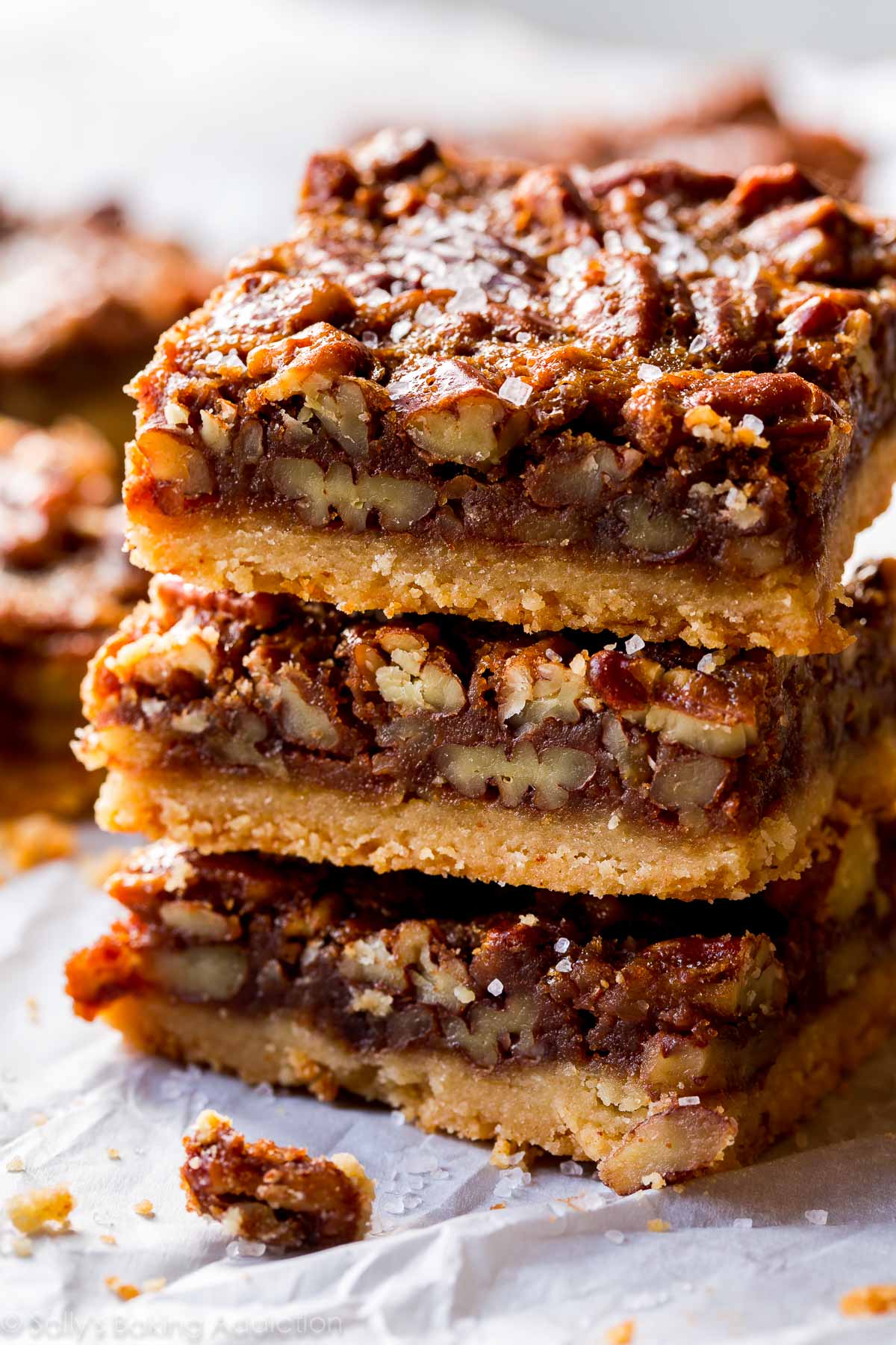 stack of brown butter pecan pie bars