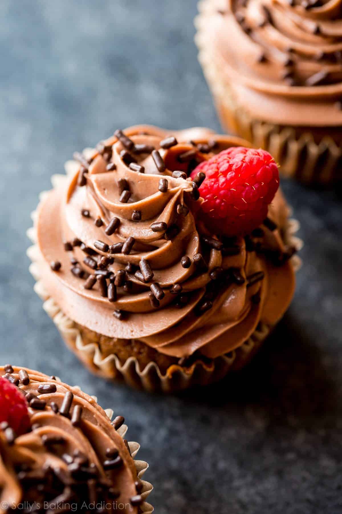 mocha Nutella cupcakes with Nutella frosting and chocolate sprinkles