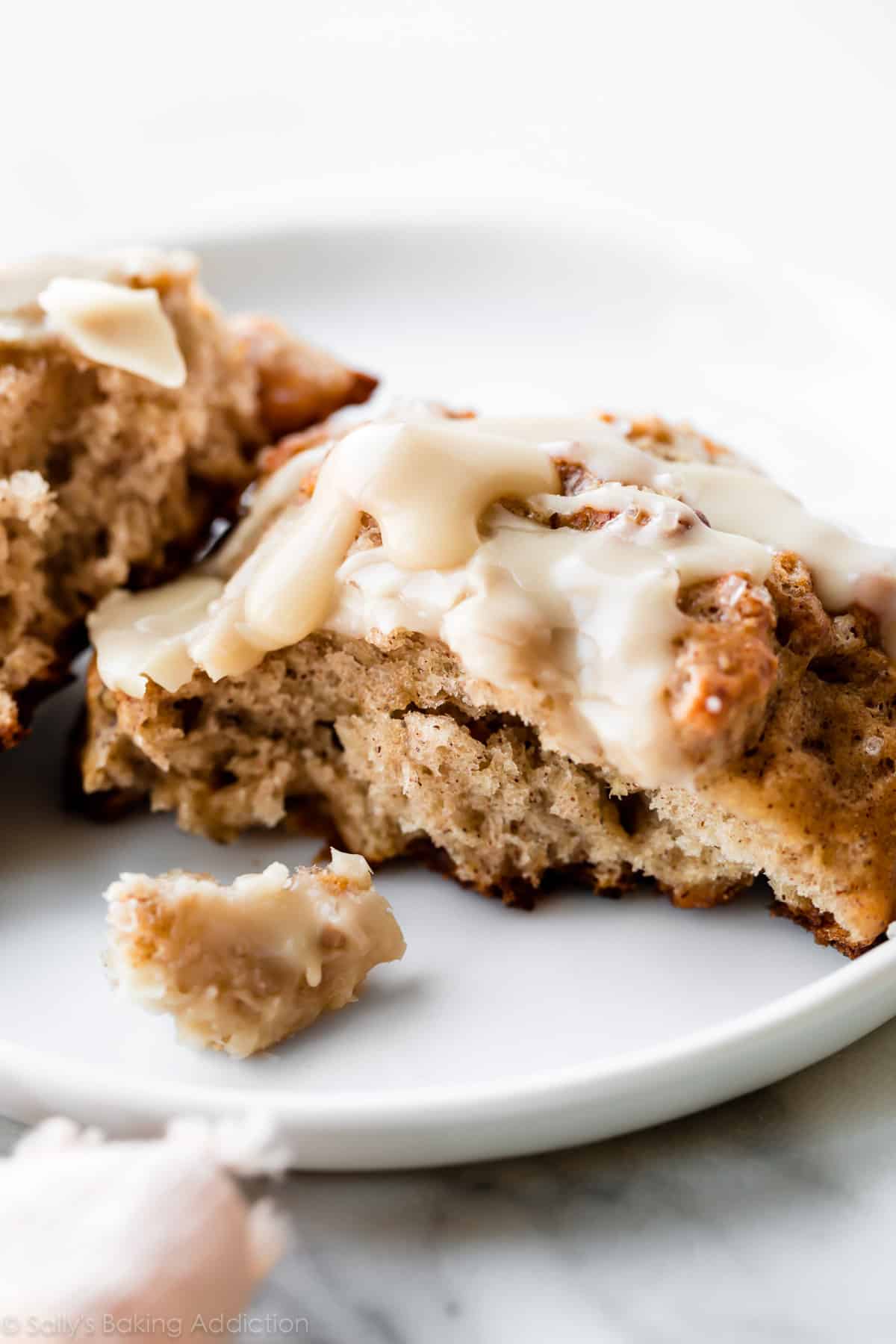 banana scone on a white plate