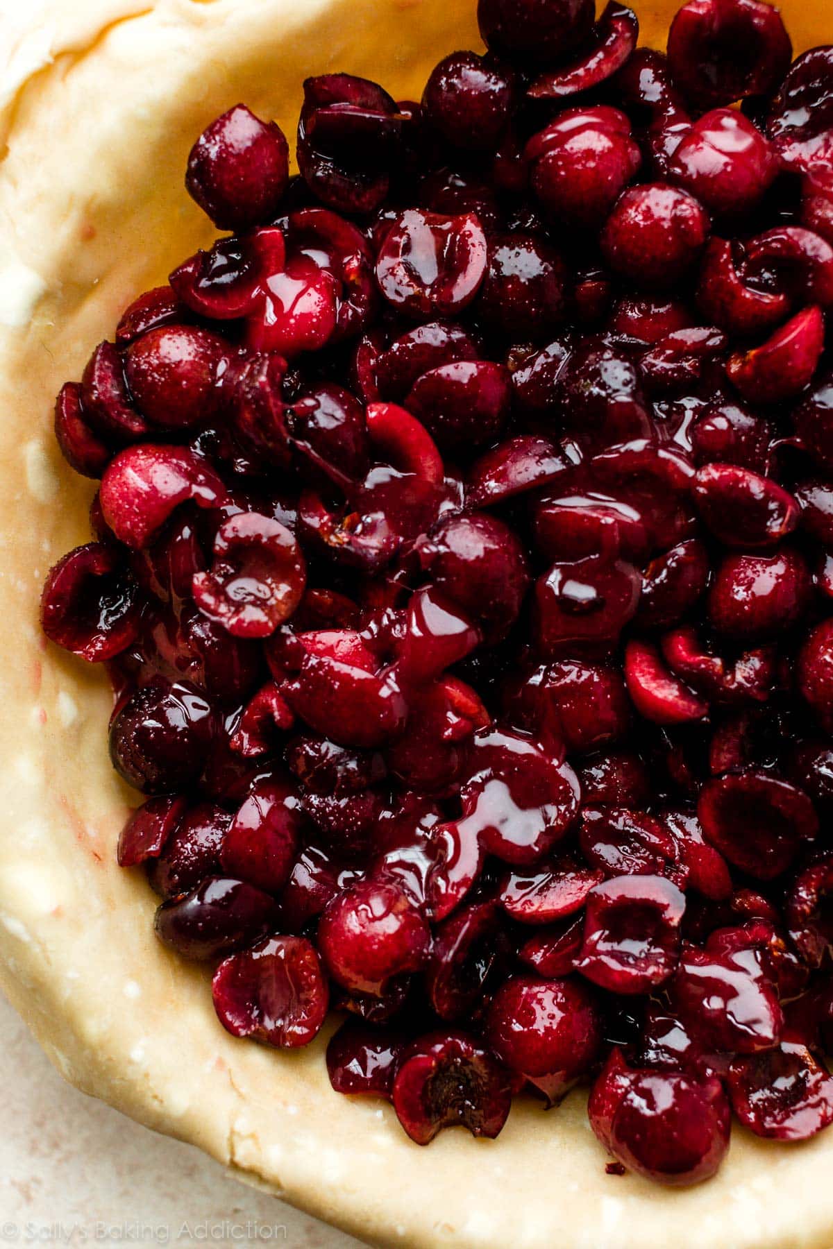 cherry filling in pie dough