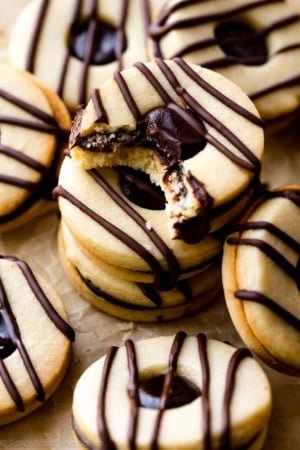 striped fudge cookie sandwiches