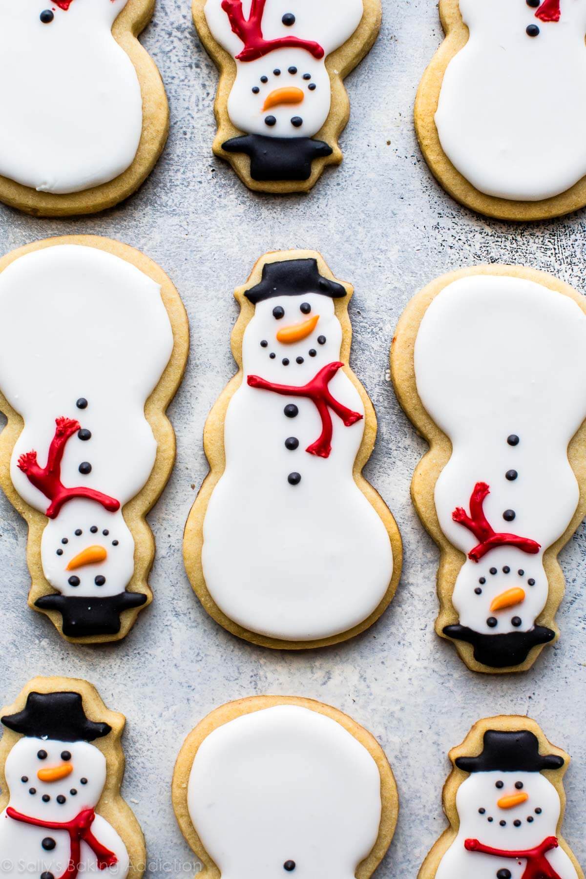 decorated snowman sugar cookies