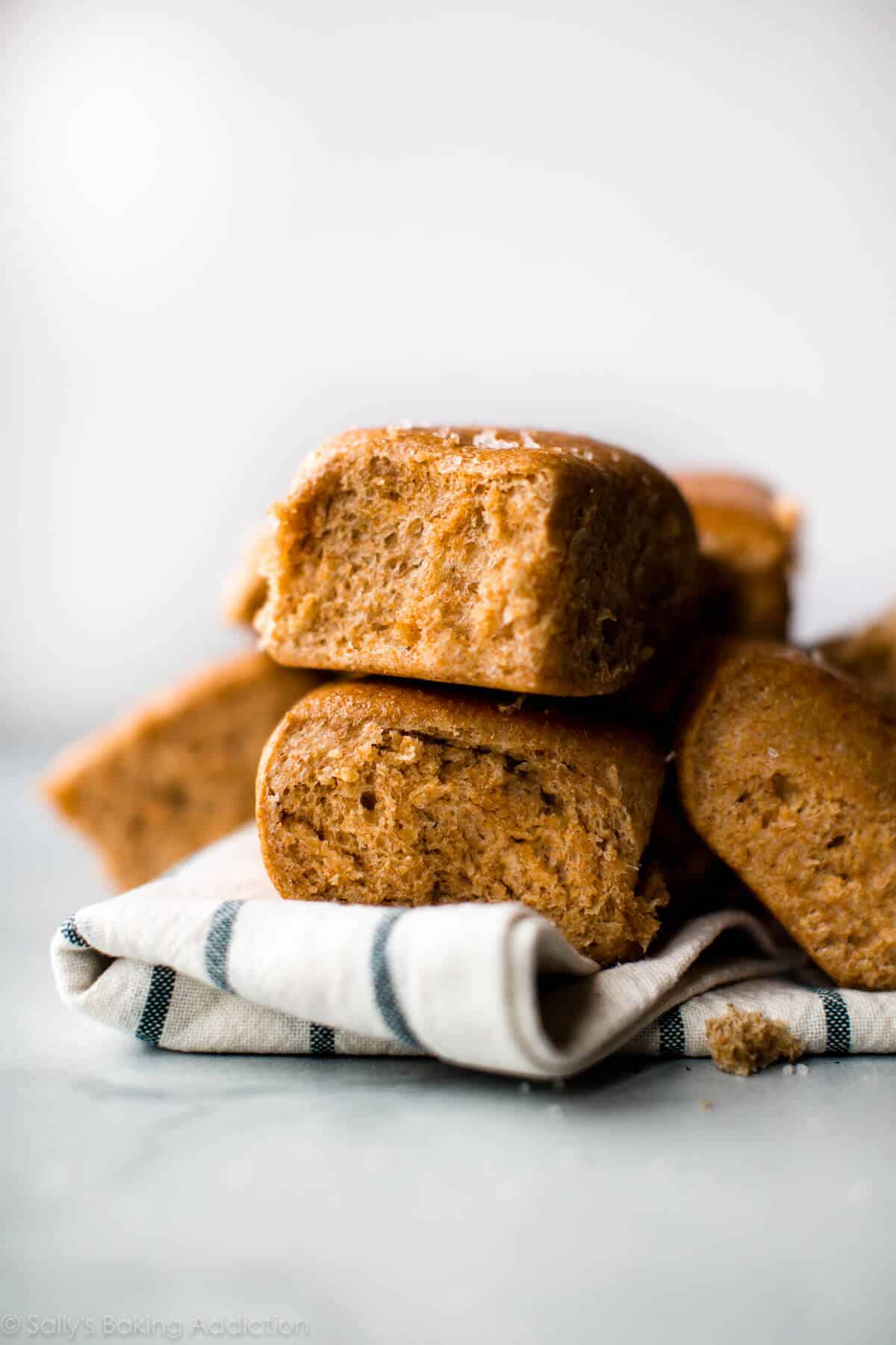 stack of whole wheat rolls