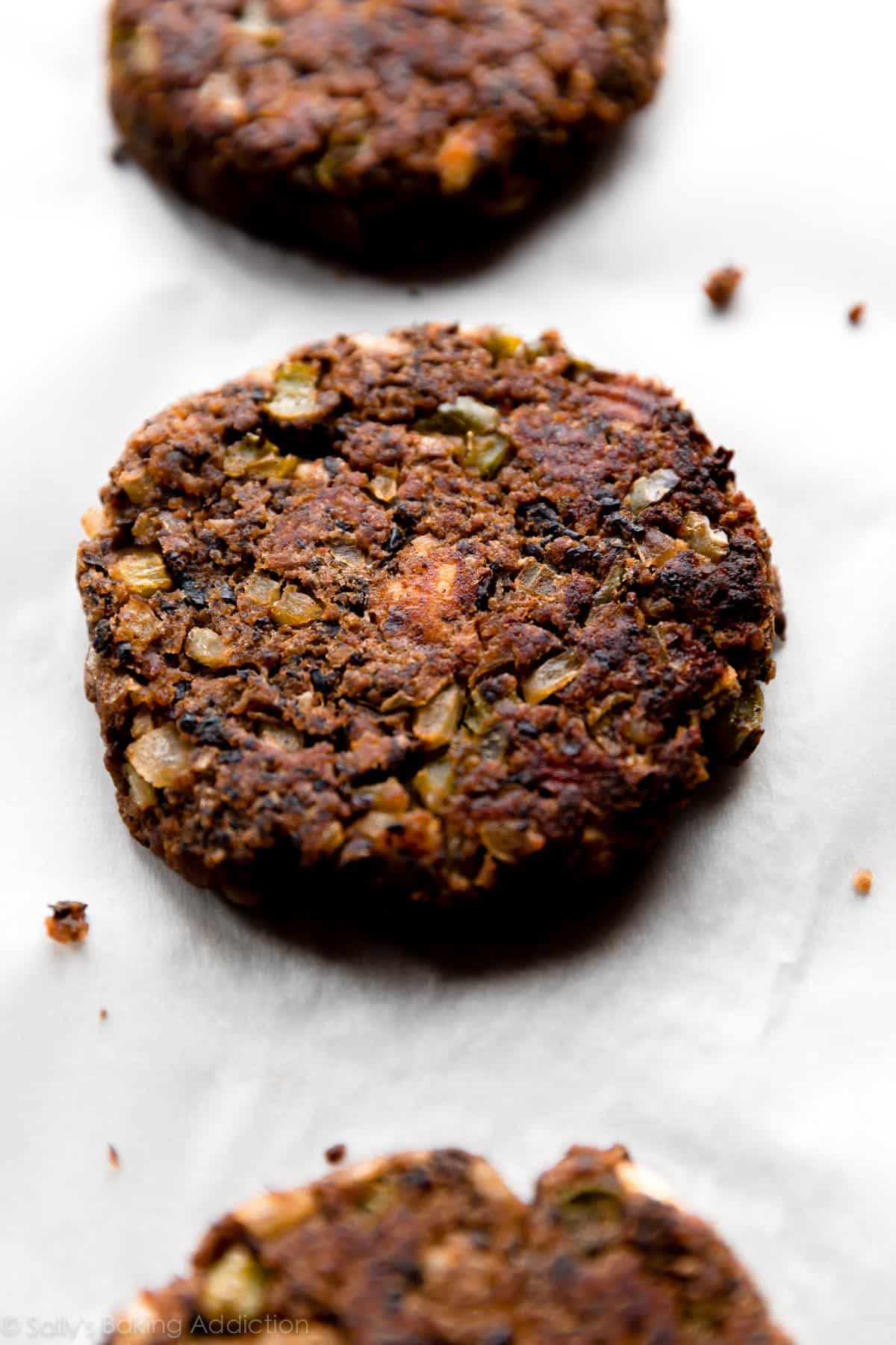 black bean burgers after cooking