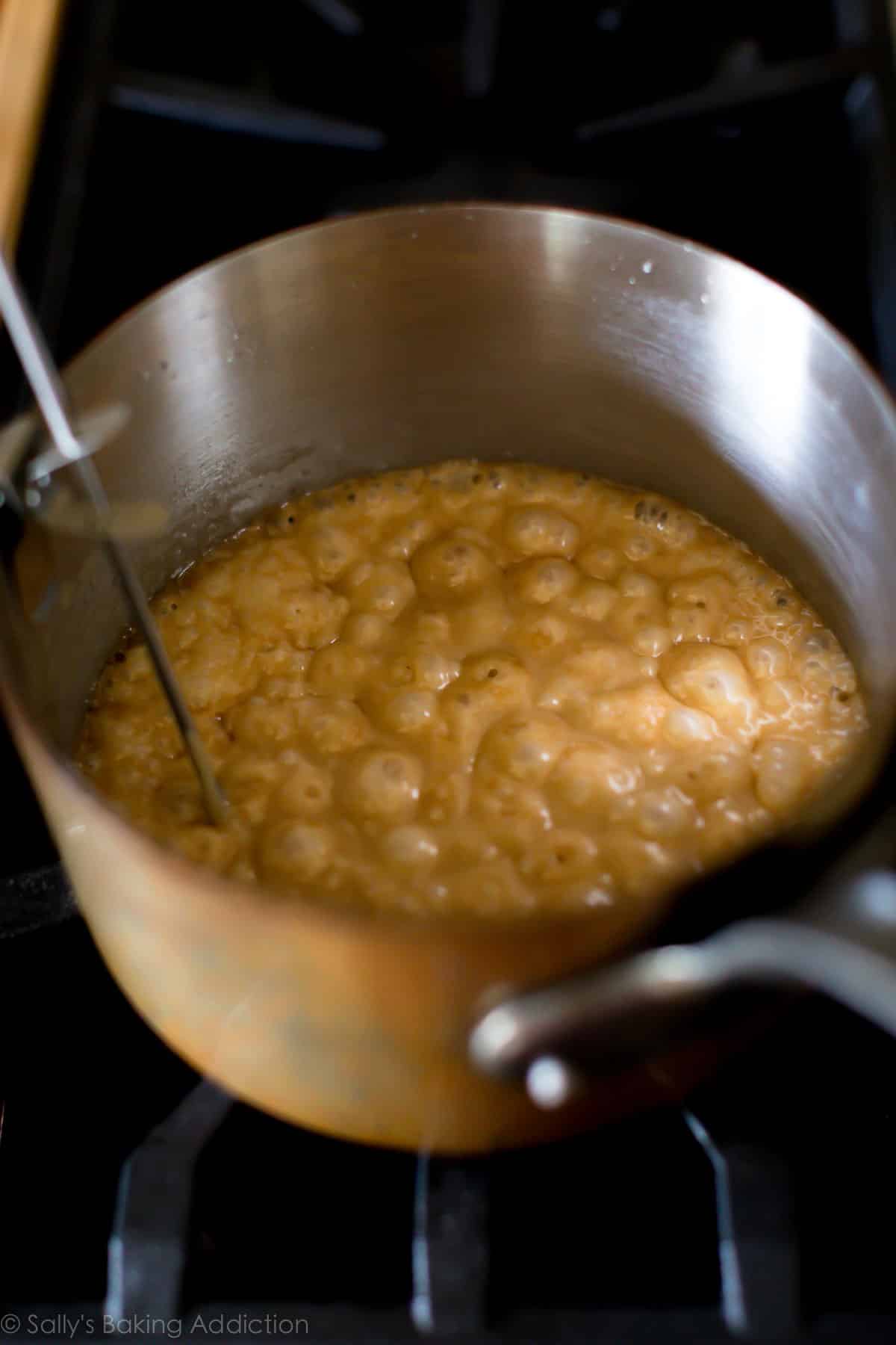 Cooking toffee on the stove to 290 degrees Fahrenheit