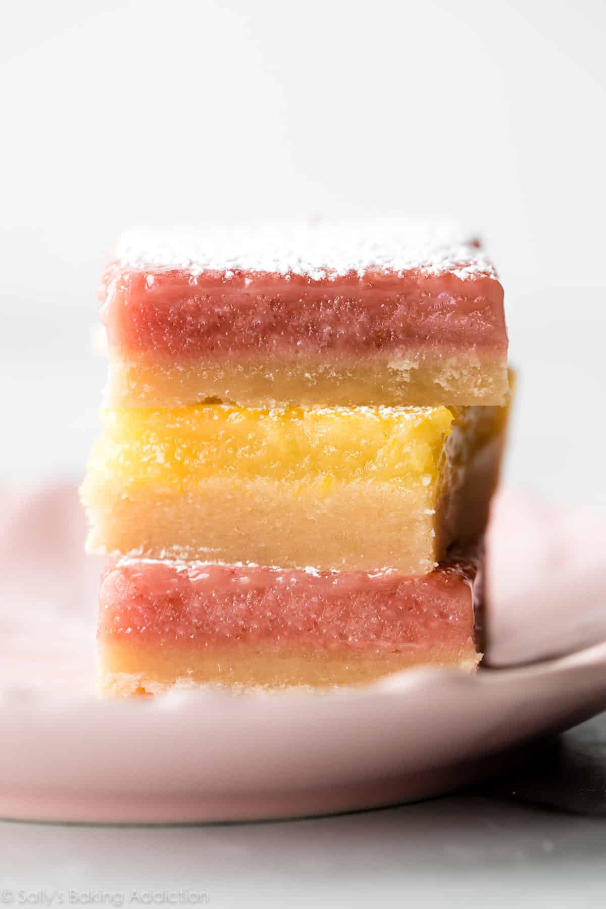 stack of lemon bars and blood orange bars