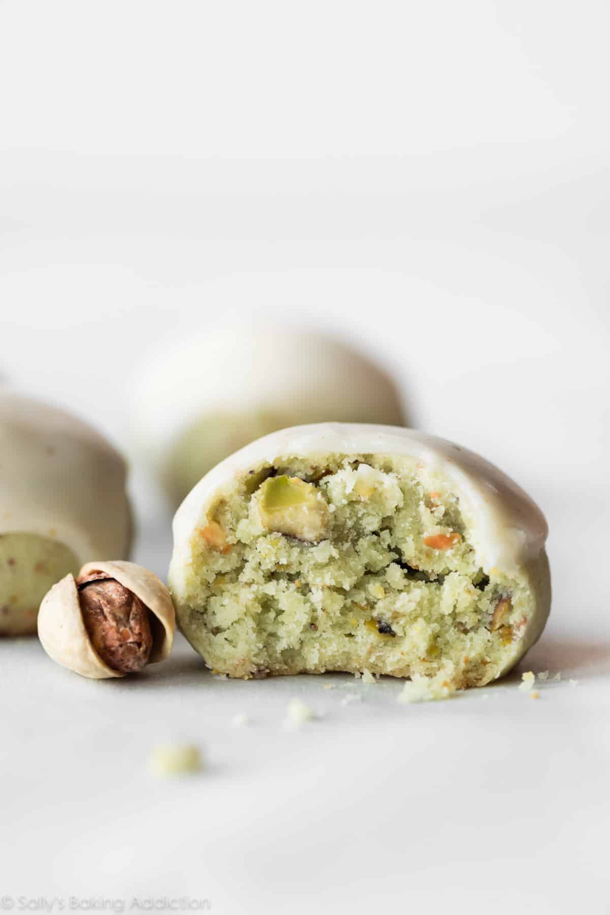 Pistachio cookie with inside showing