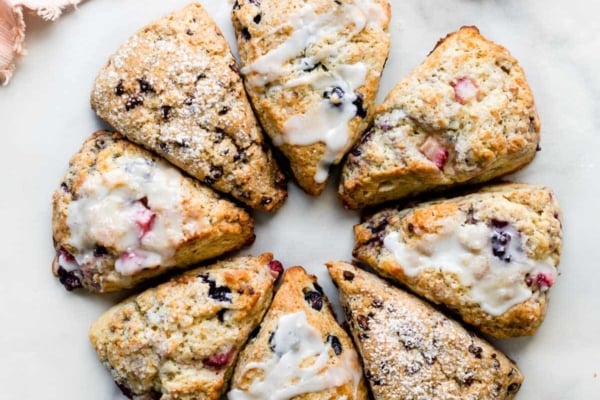 variety of scones forming a circle shape