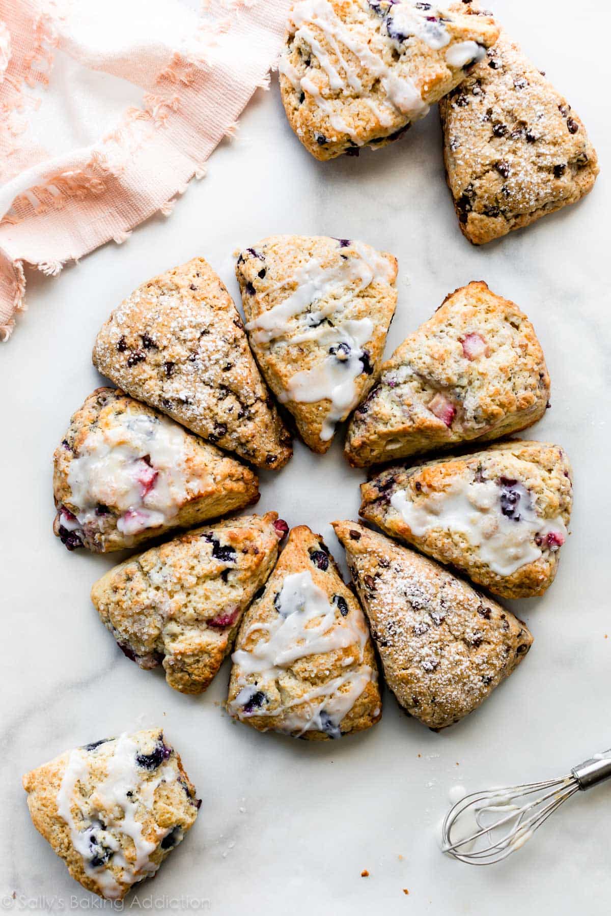 variety of scones forming a circle shape