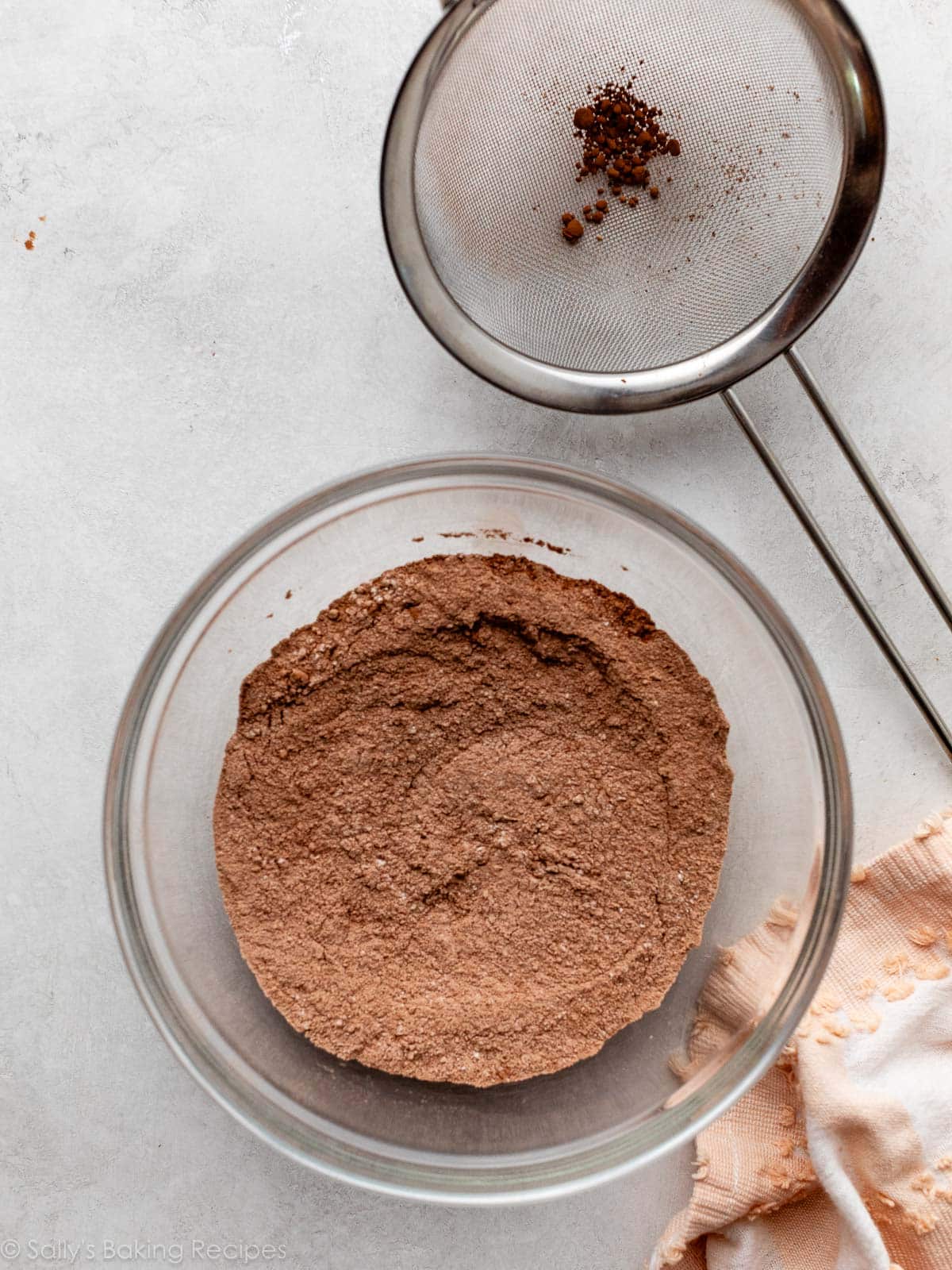 sifted cocoa powder and dry ingredients.