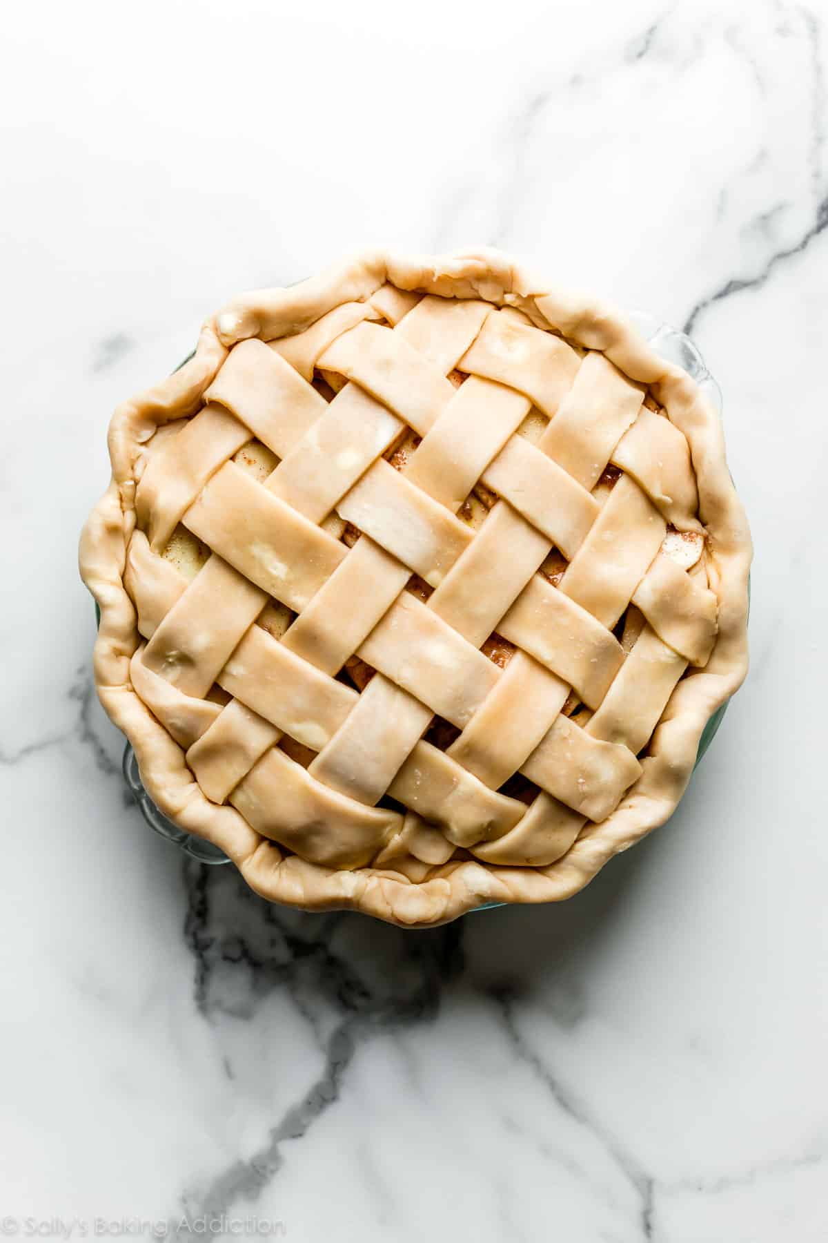 lattice pie dough before baking