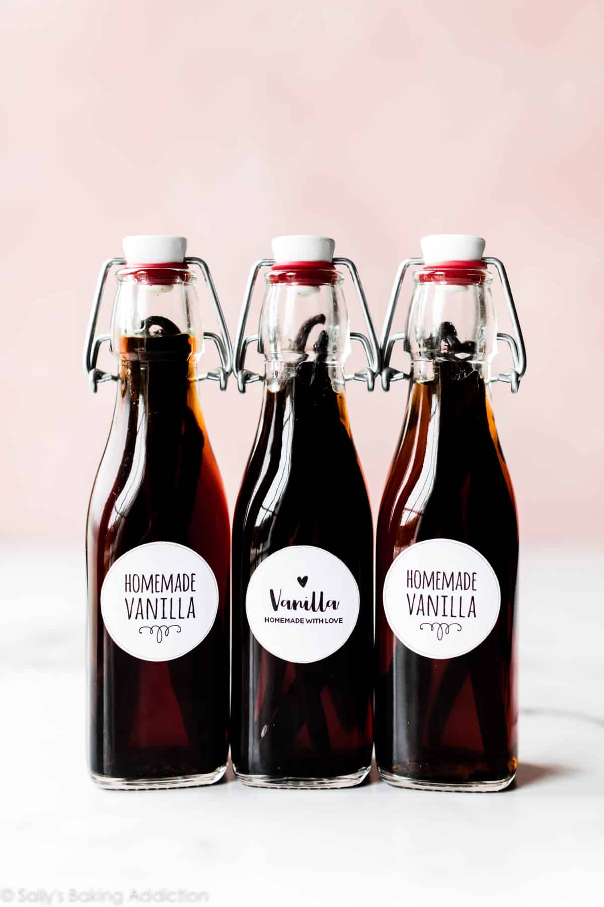 3 bottles of homemade vanilla extract