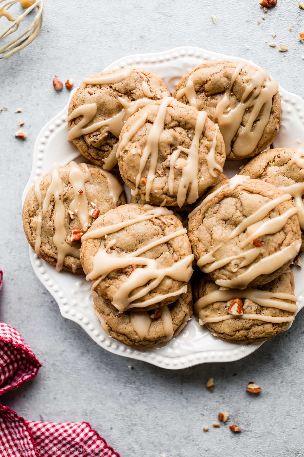 maple brown sugar cookies on a white plate