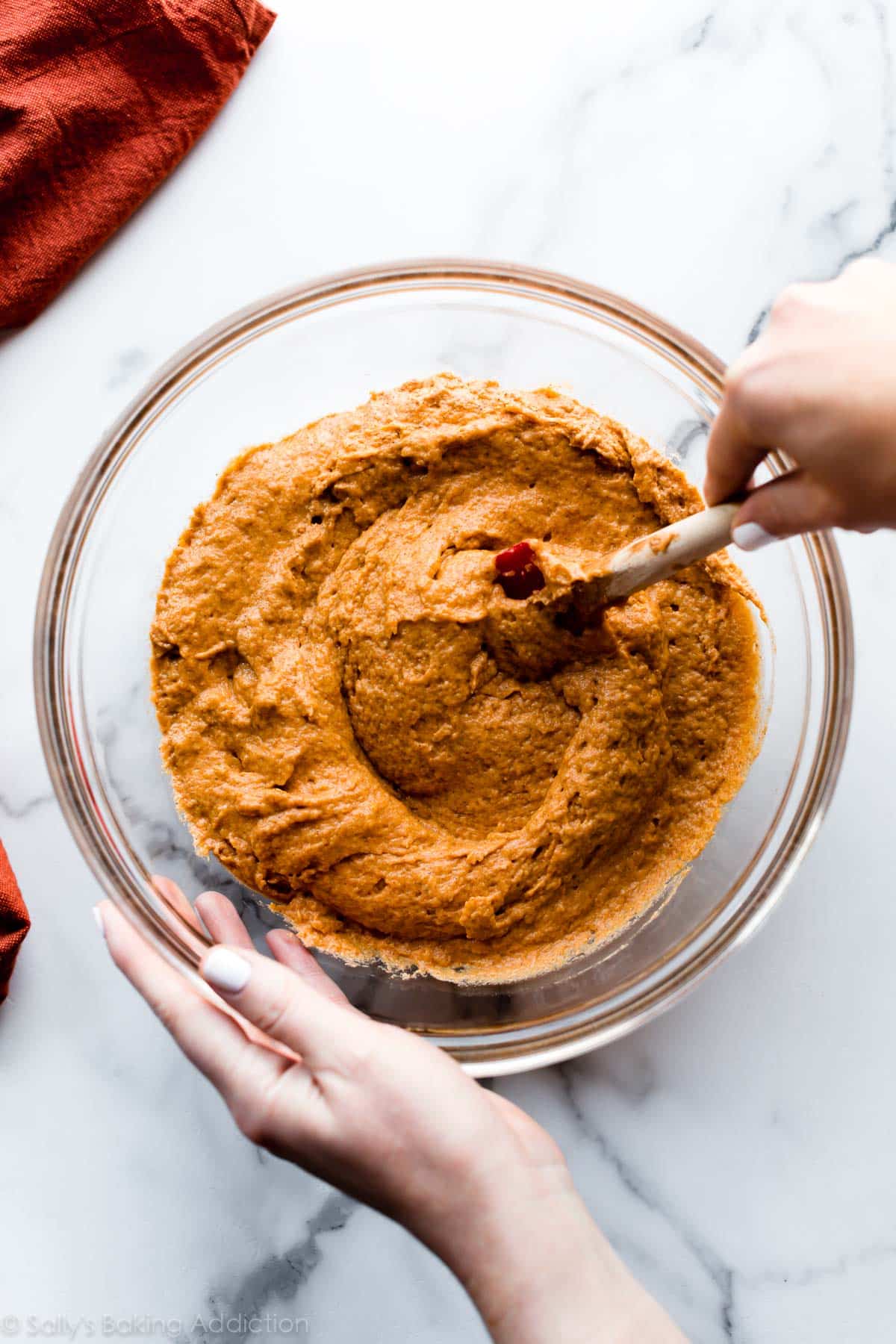 pumpkin bars batter in a bowl