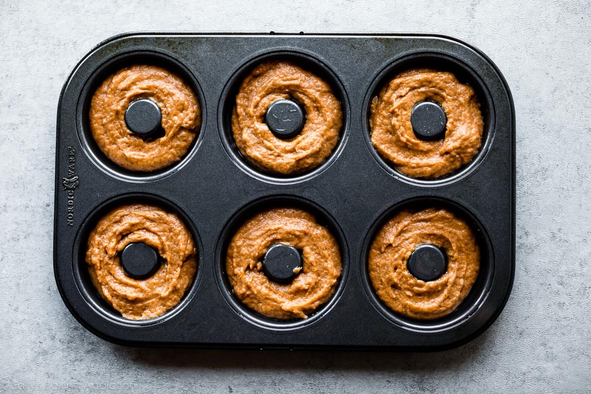 pumpkin batter in donut pan