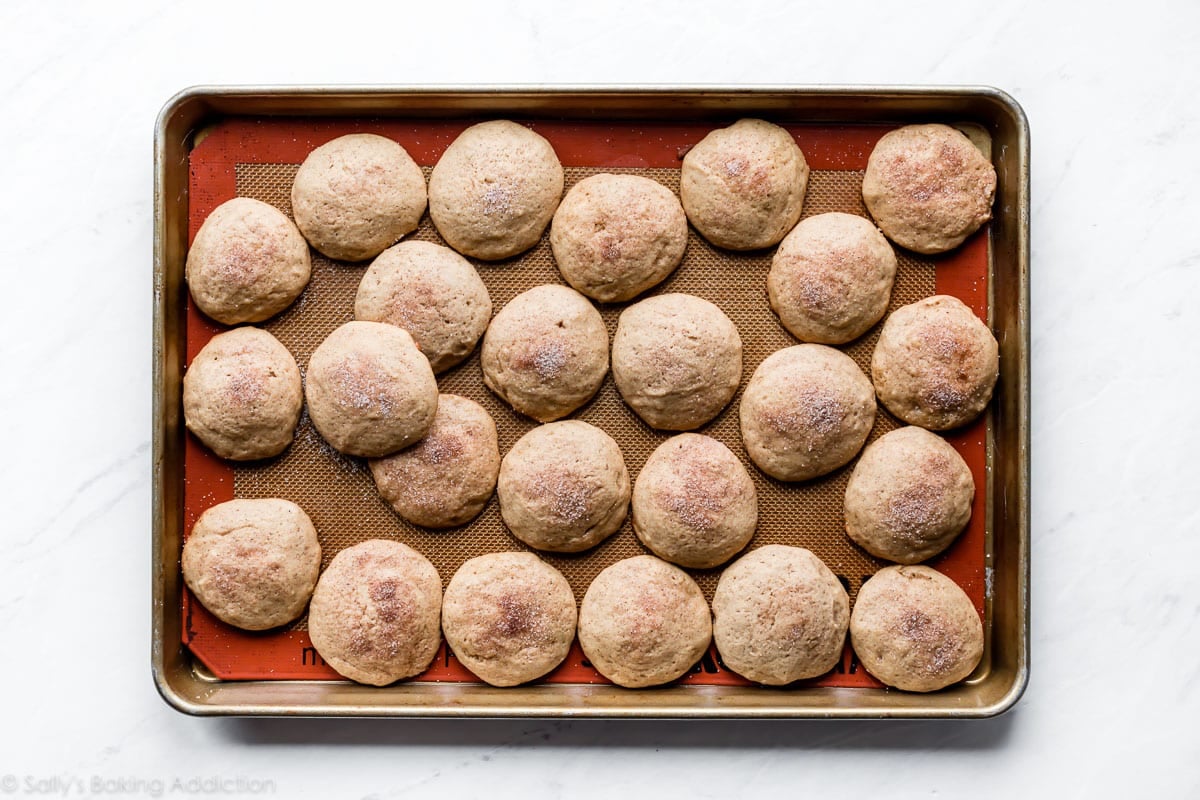 apple spice whoopie pie cookies on baking sheet