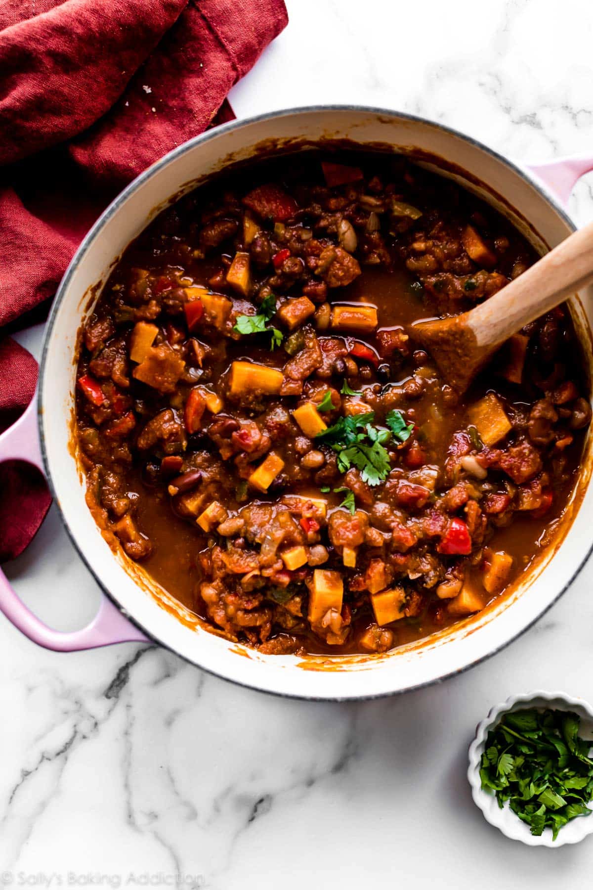 pumpkin chili in a pot