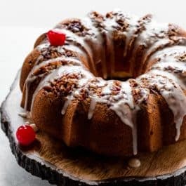 rum cake bundt on cake stand