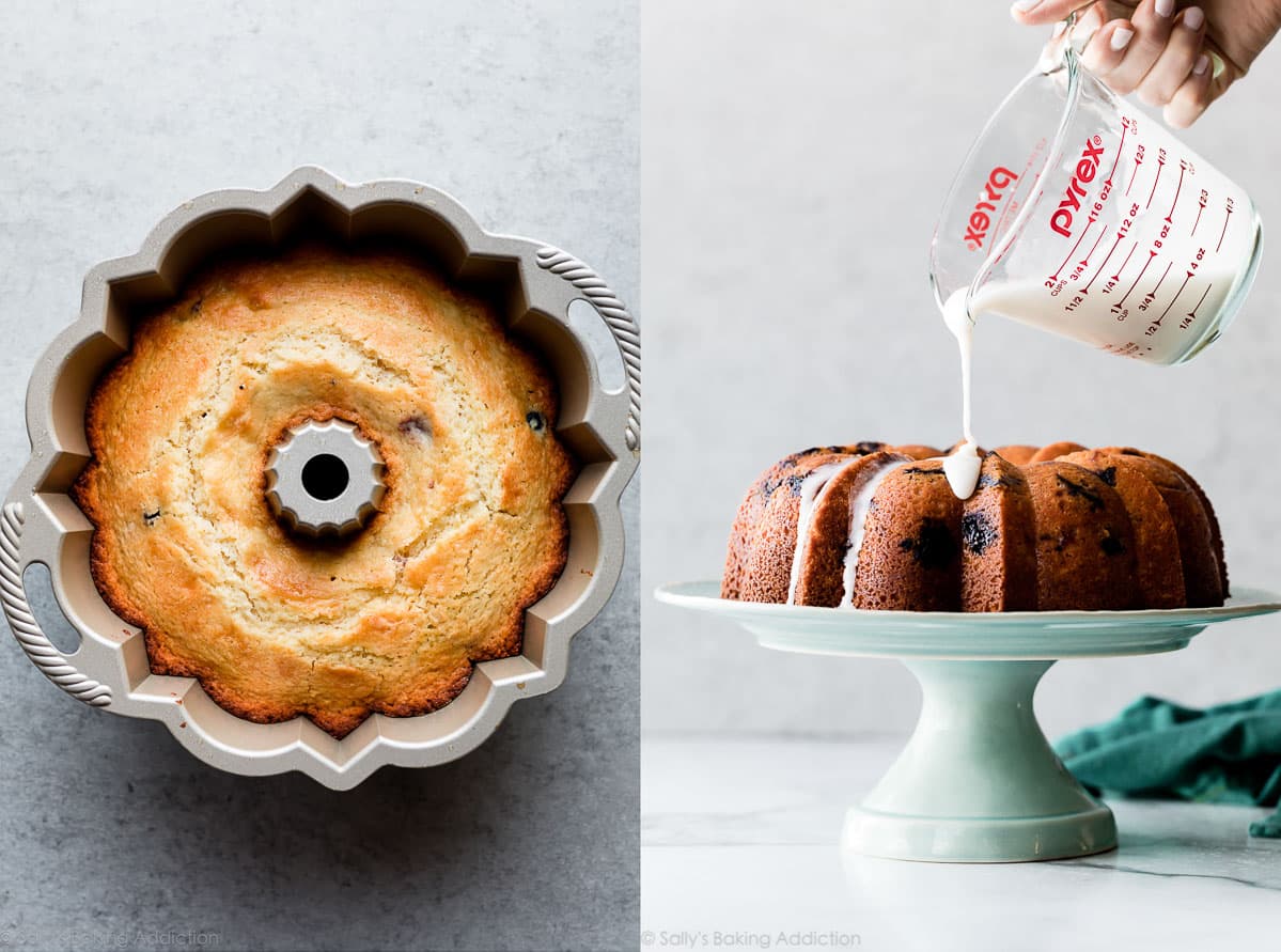 lemon berry bundt cake before and after icing