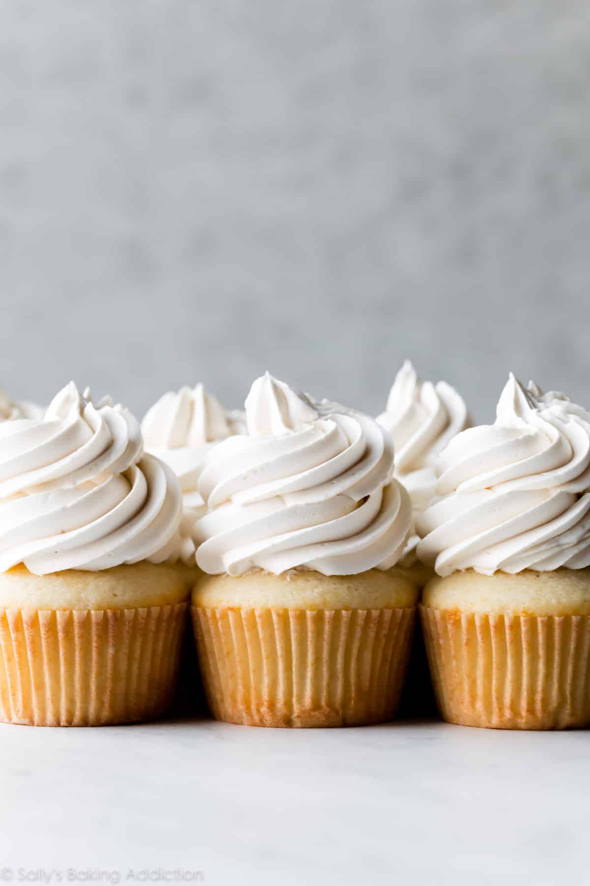 Swiss meringue buttercream on cupcakes