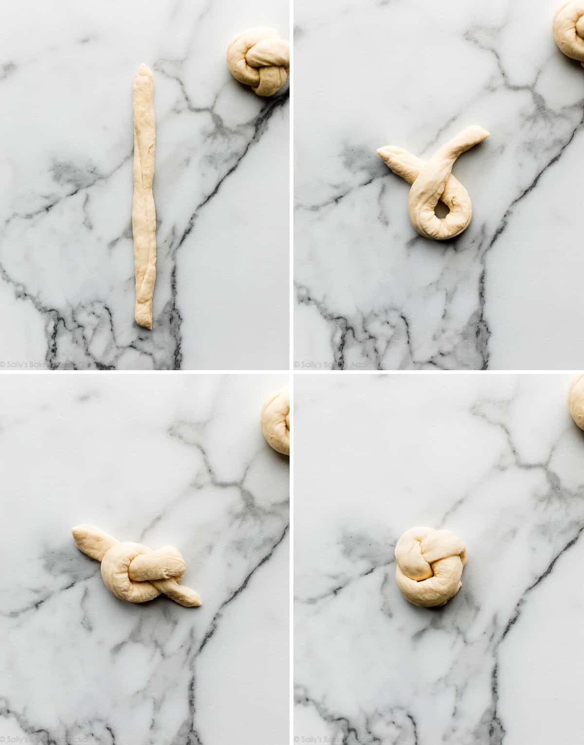 shaping dough into knots