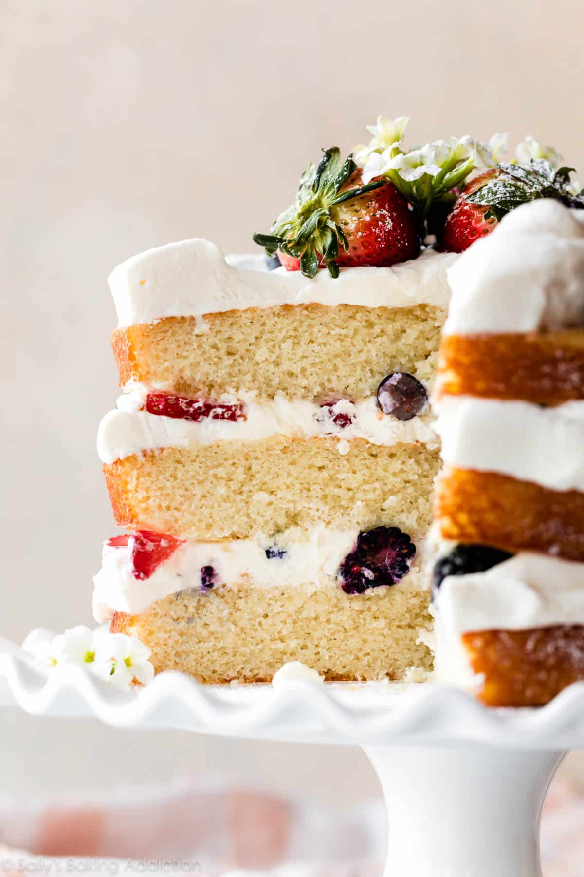 fresh berry and whipped cream cake