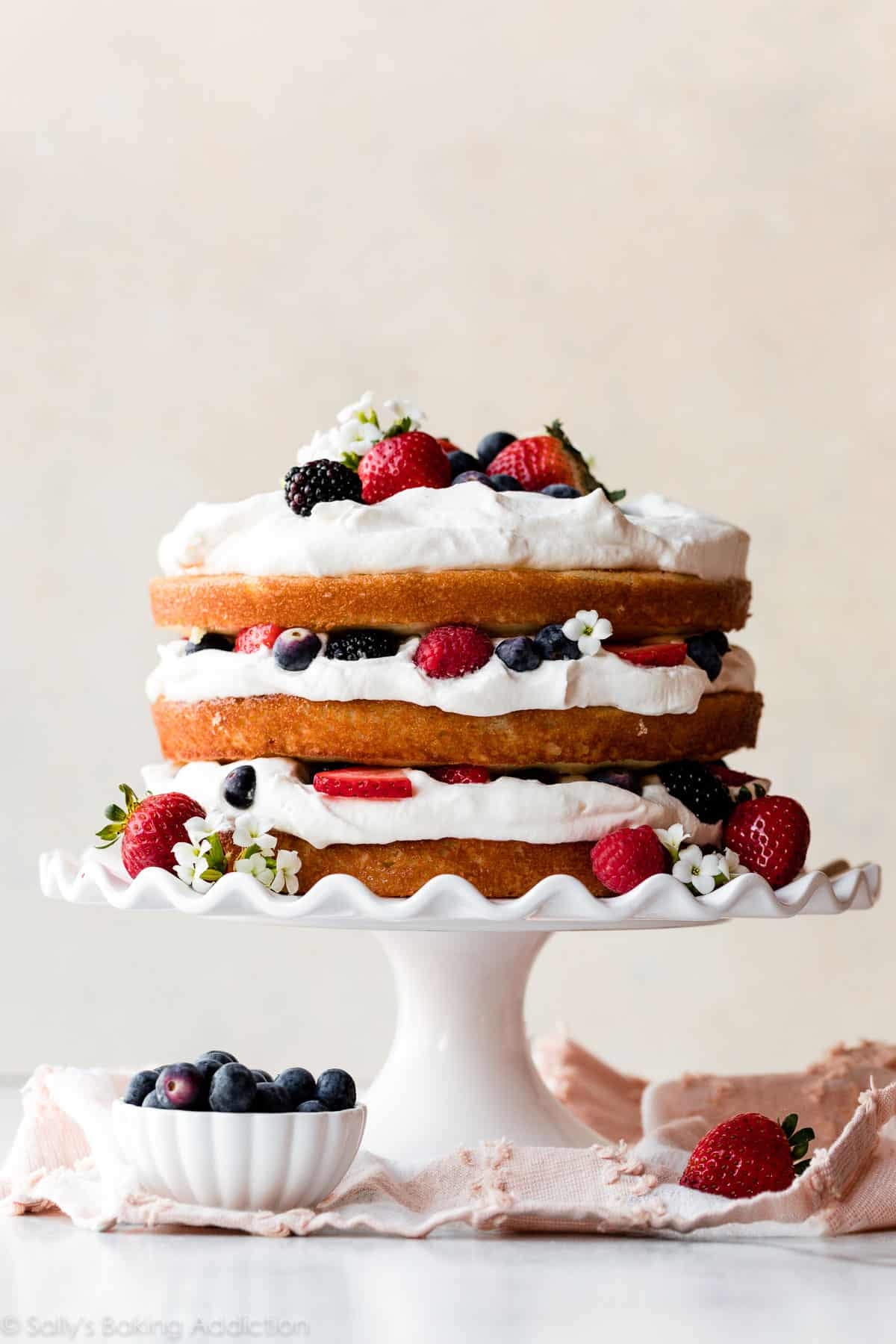 fresh berry and whipped cream cake