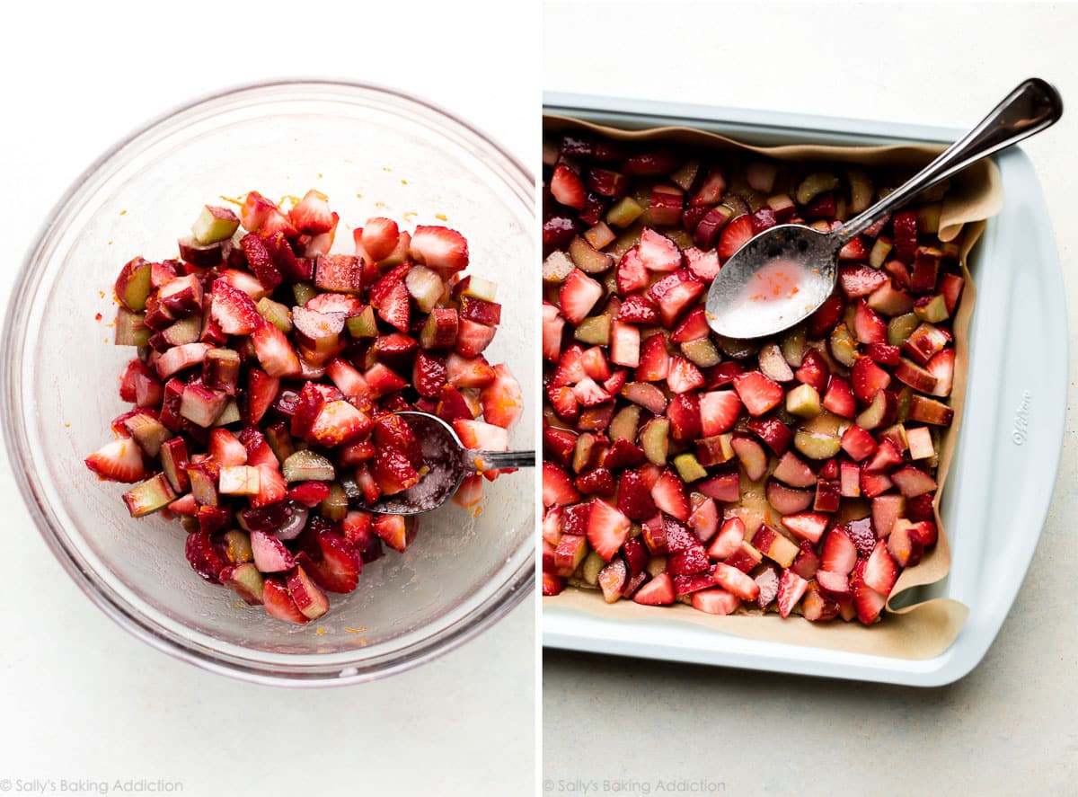 strawberry rhubarb filling for crumb bars