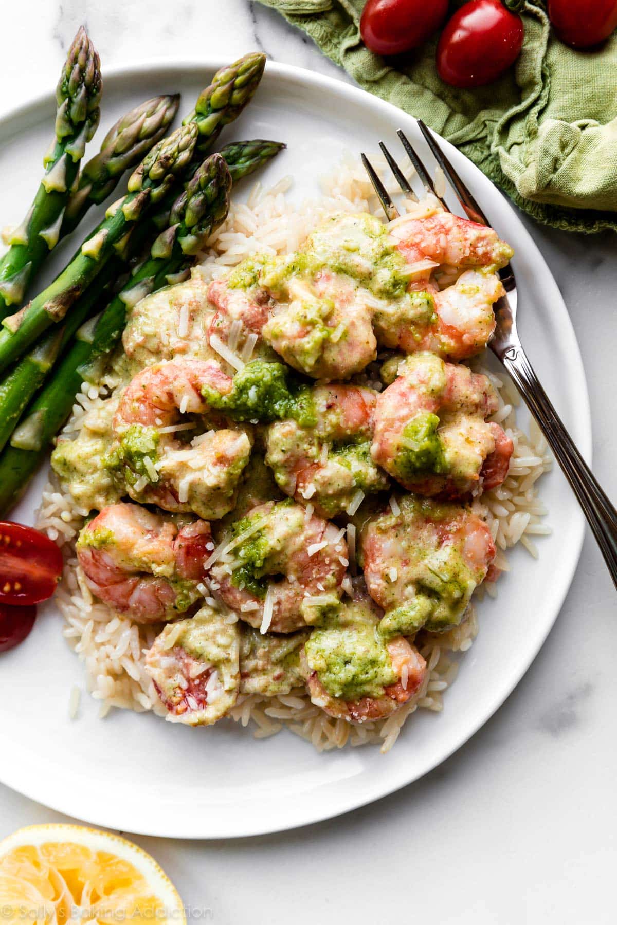 pesto shrimp dinner