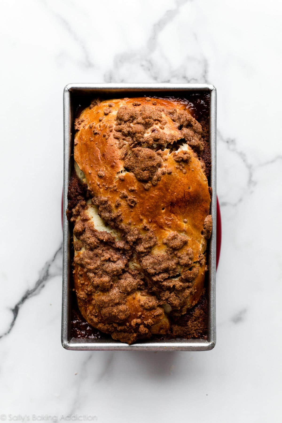 apple cinnamon babka in loaf pan