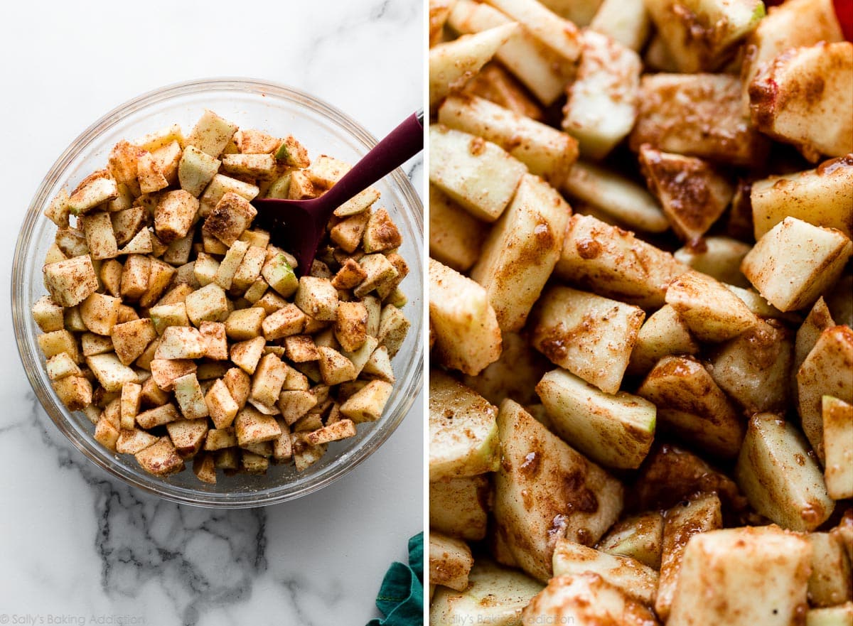 chopped cinnamon apples for baking